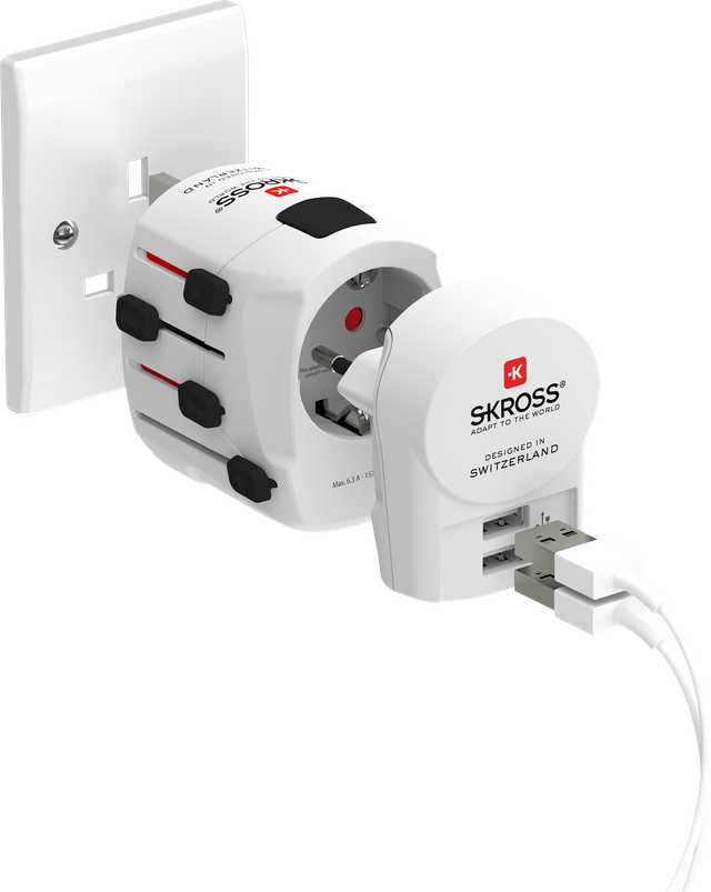 SKROSS PRO + USB 2xA Travel Adapter